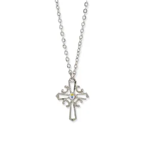 1928 Jewelry Crystal AB Cross Pendant Necklace 16"   3" Extender