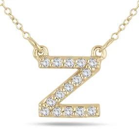 1/10 Carat Tw Z Initial Diamond Pendant In 10K Yellow Gold