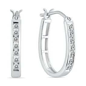 1/2 Carat Tw Diamond Hoop Earrings In 10K White Gold