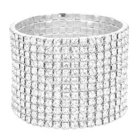 12 Row Crystal Rhinestone Stretchable Bracelet