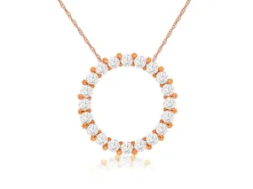 14K Rose Gold Diamond Circle Necklace