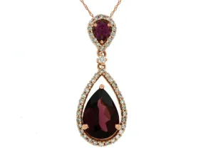 14K Rose Gold Garnet and Diamond Necklace