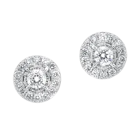 14KTW Round Halo Prong Earrings 1/2 Ctw