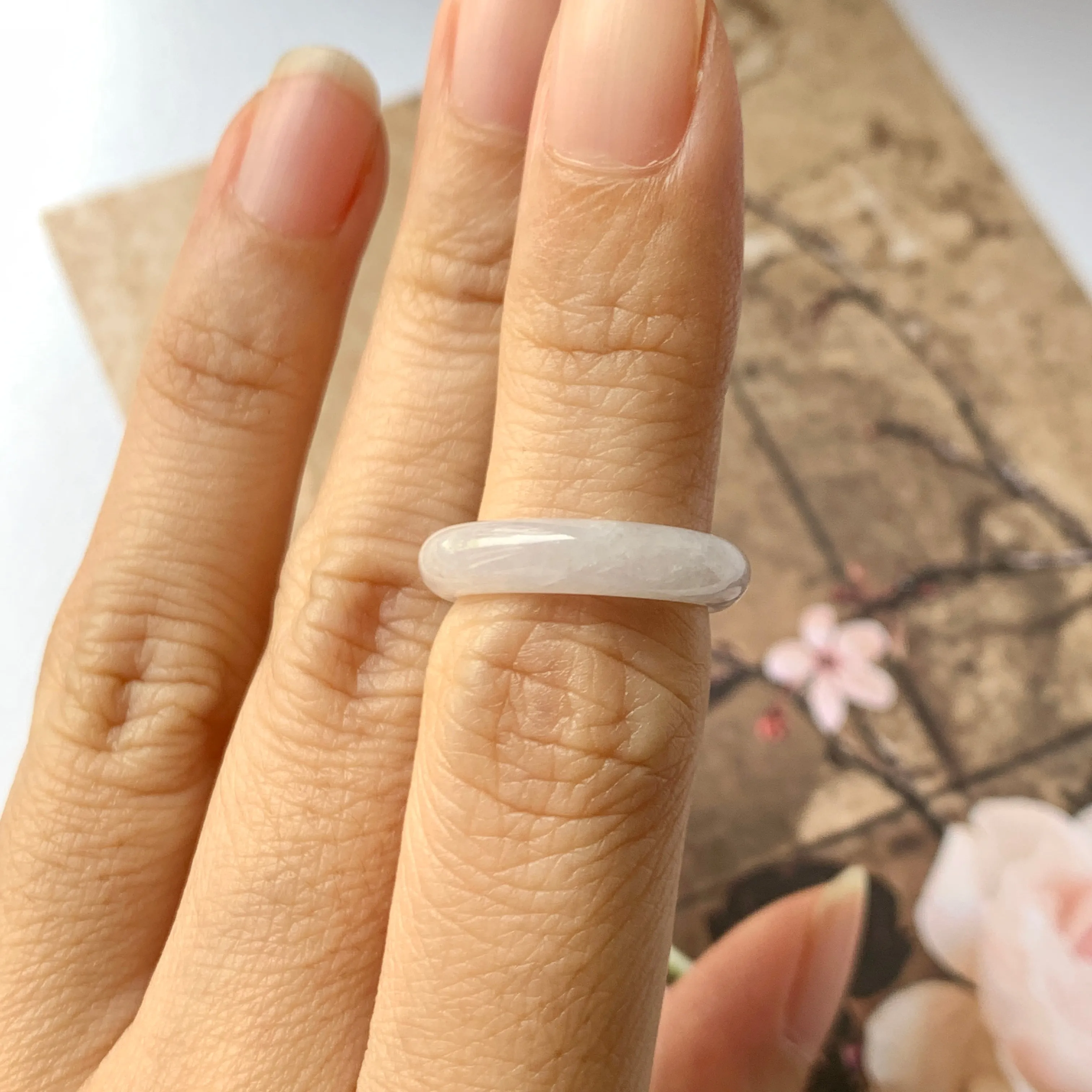 15.1mm A-Grade Natural Lilac Jadeite Ring Band No.162268