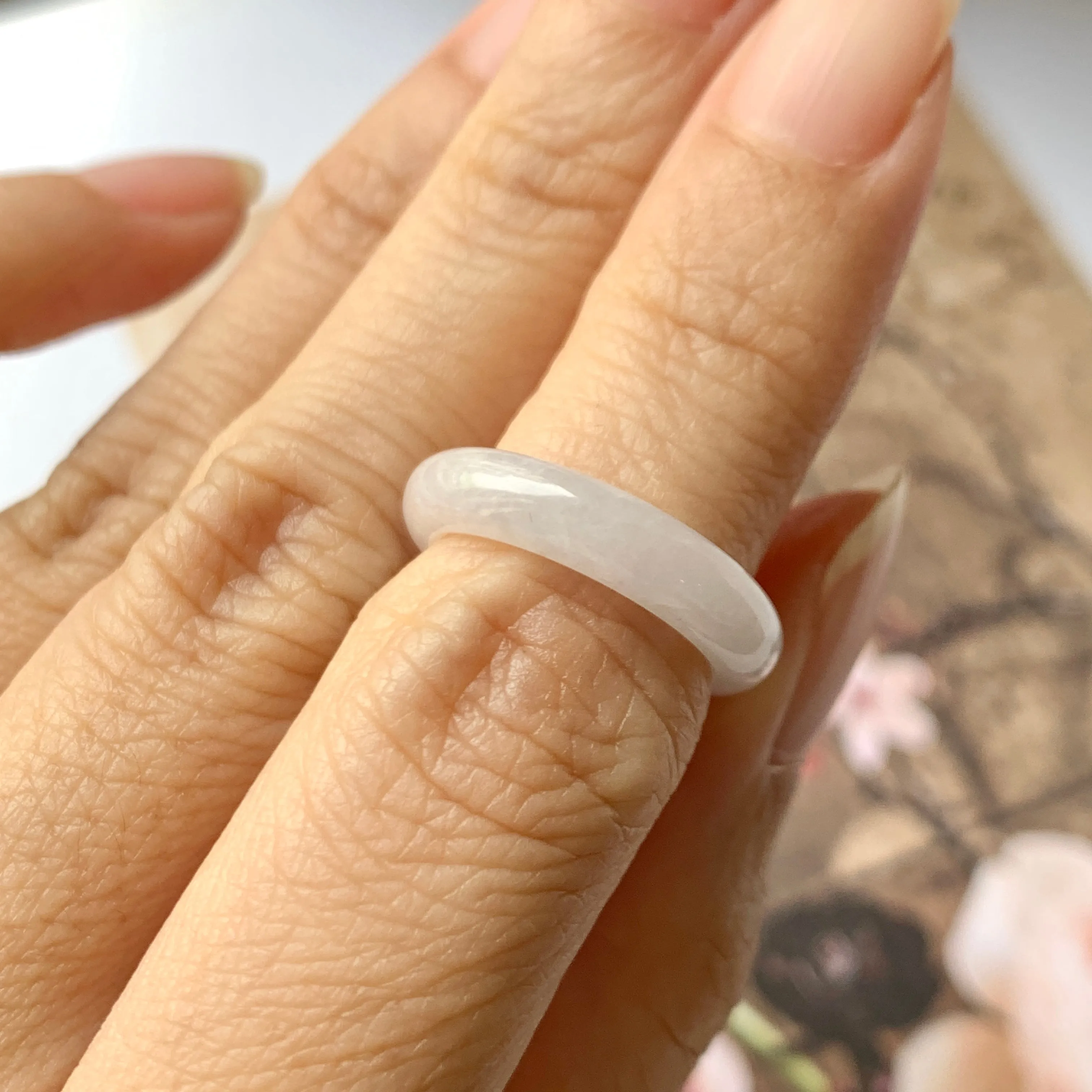 15.1mm A-Grade Natural Lilac Jadeite Ring Band No.162268