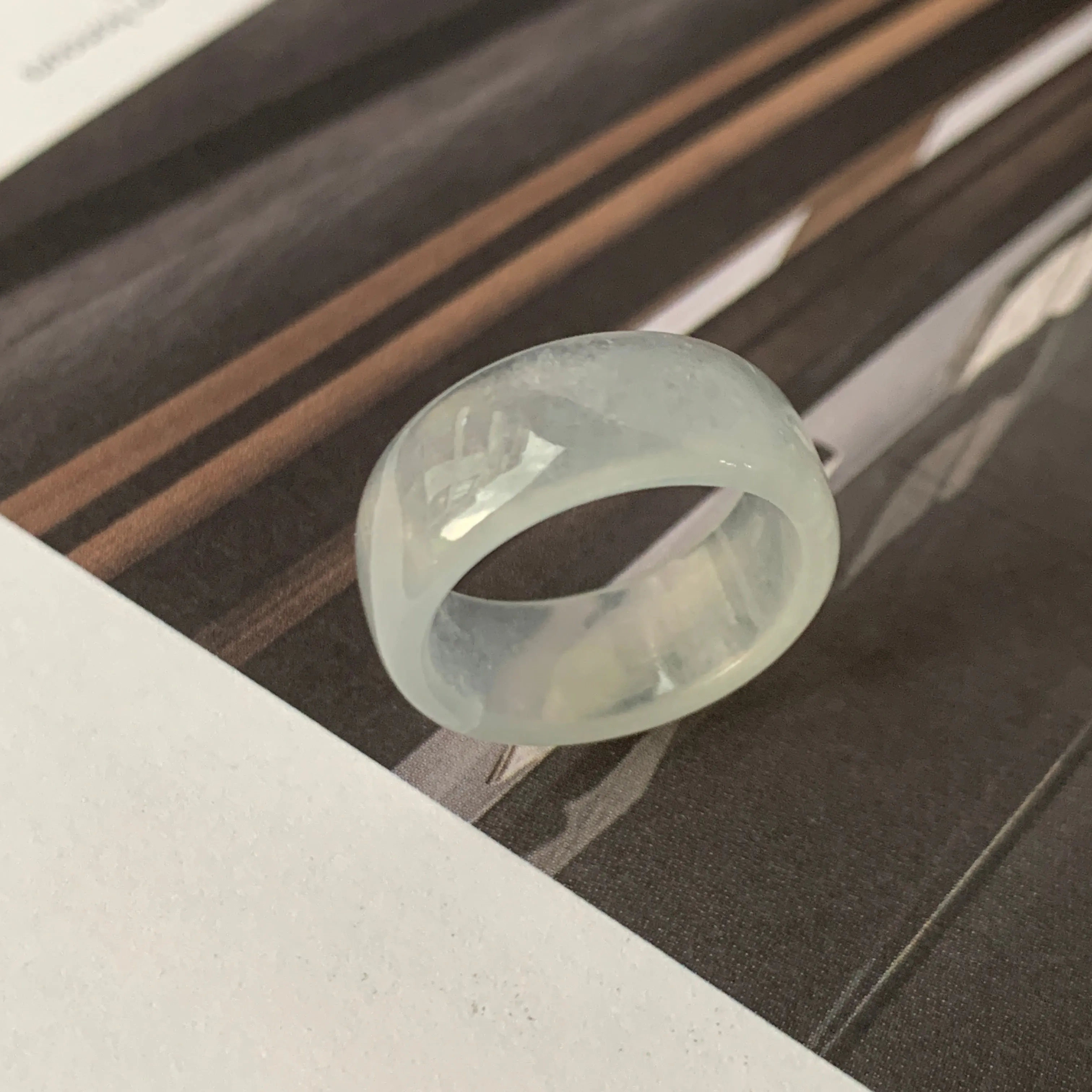 16mm Icy A-Grade Natural Jadeite Ring Band No.162251