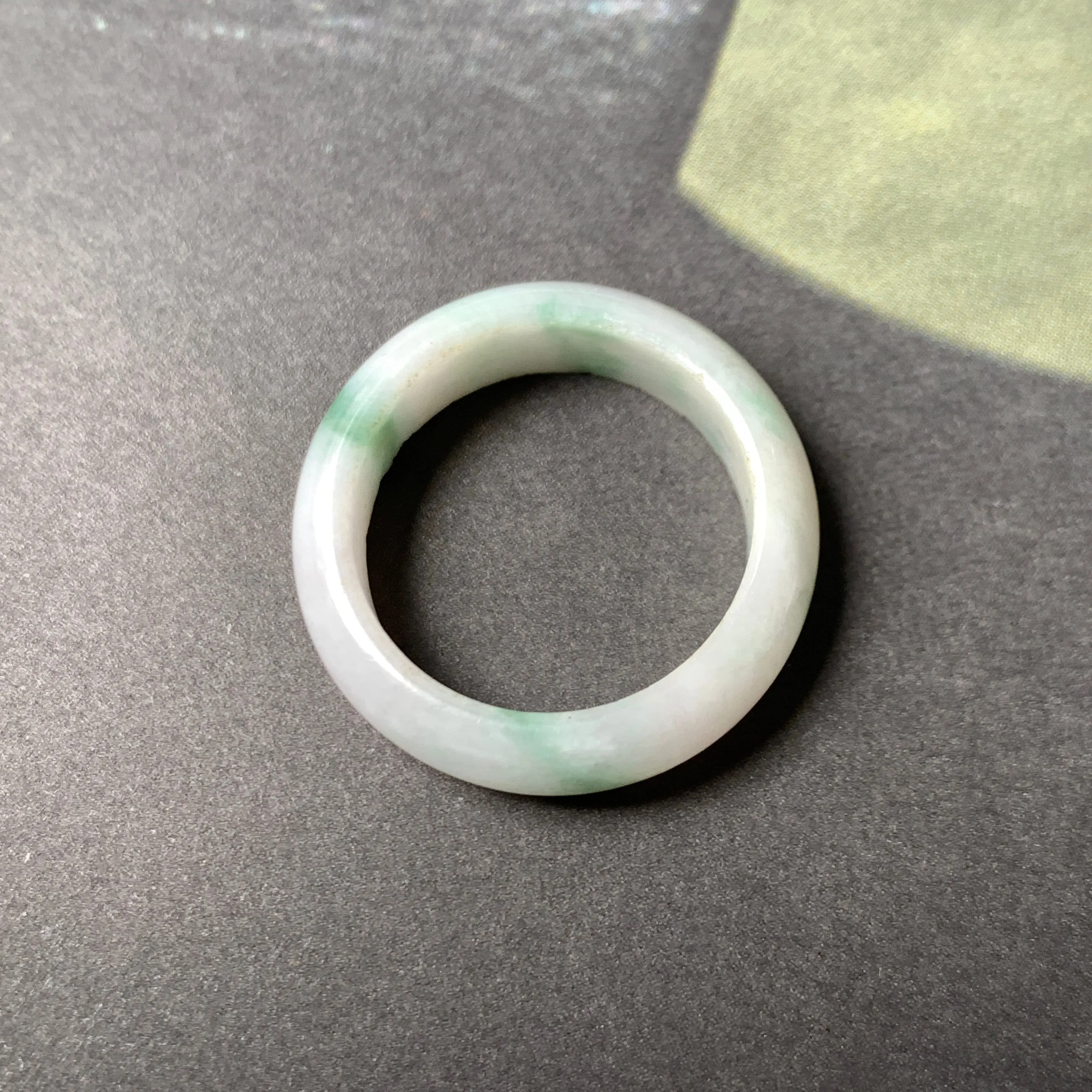 17.1mm A-Grade Natural Floral Jadeite Abacus Ring Band No.161473