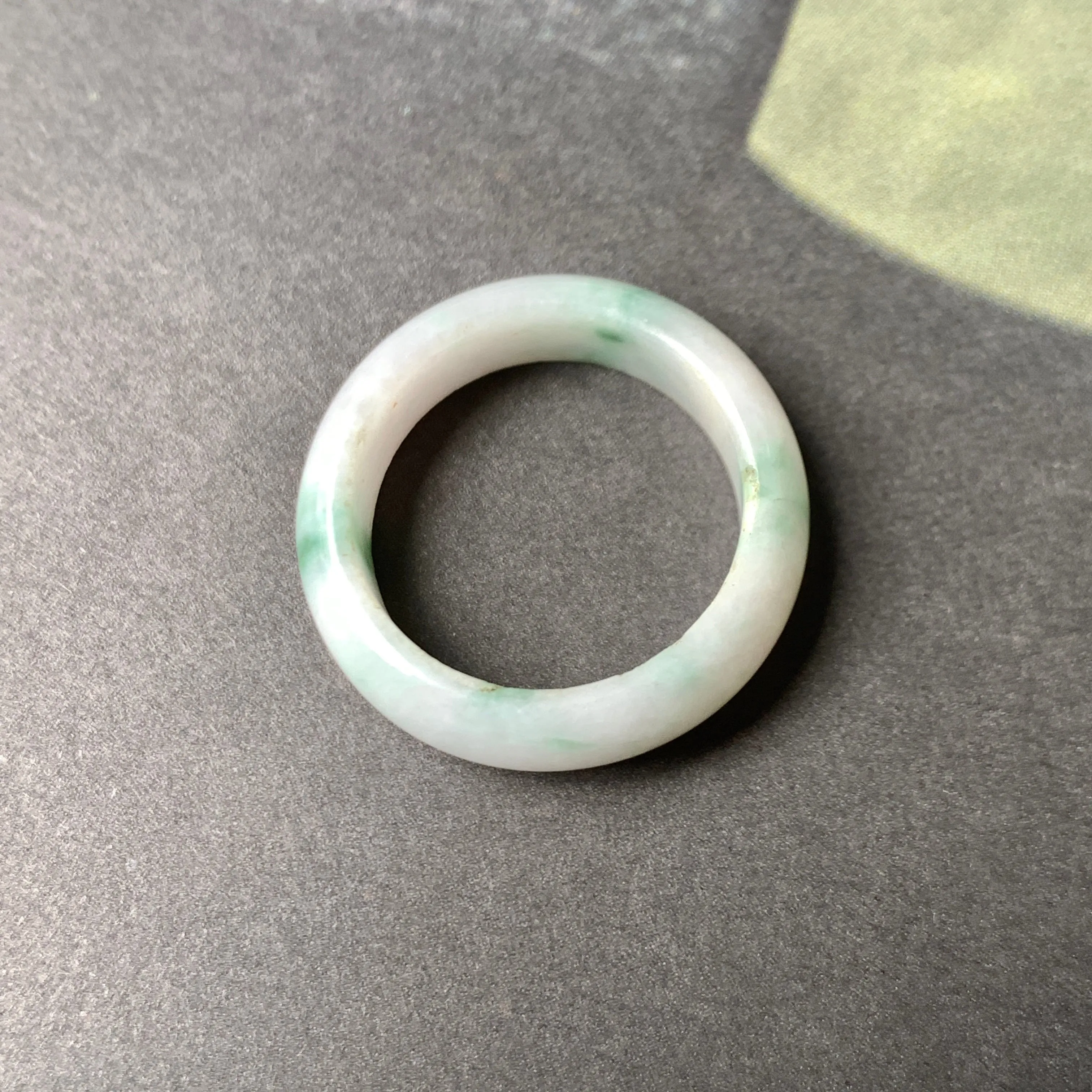 17.1mm A-Grade Natural Floral Jadeite Abacus Ring Band No.161473