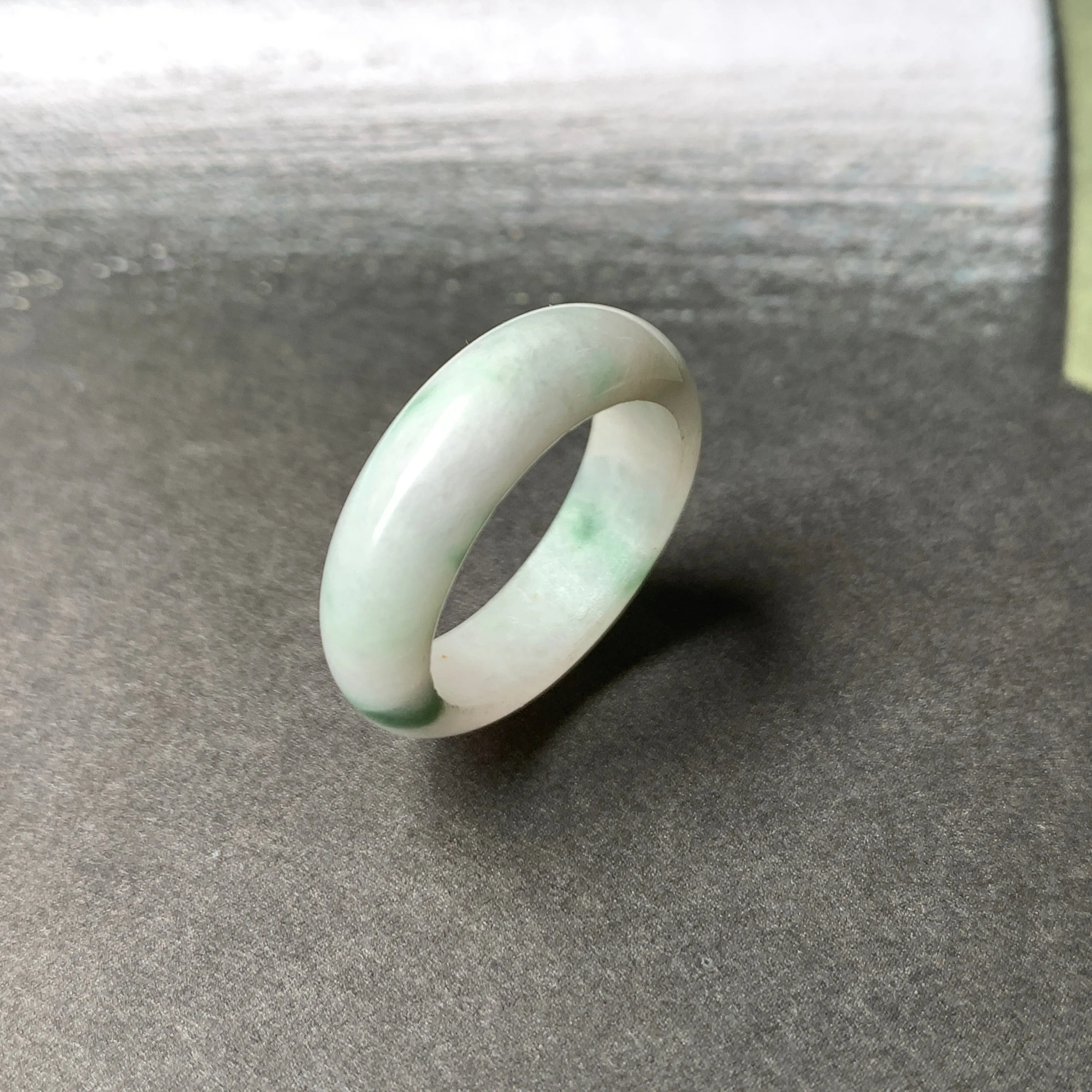 17.1mm A-Grade Natural Floral Jadeite Abacus Ring Band No.161473