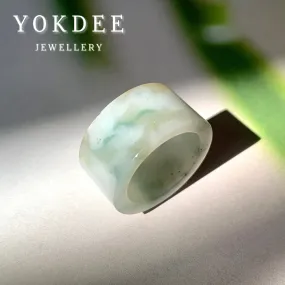 17.1mm A-Grade Natural Floral Jadeite Archer Ring Band No. 161854