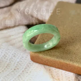 17mm A-Grade Natural Moss On Snow Jadeite Ring Band No.162124