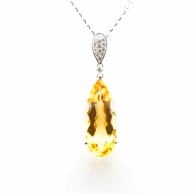 18CT White Gold Citrine Diamond Pendant