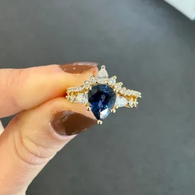 18ct Yellow Gold Ceylon Sapphire & Diamond Ring Set