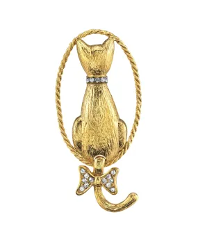 1928 Jewelry Backwards Cat Crystal Pin