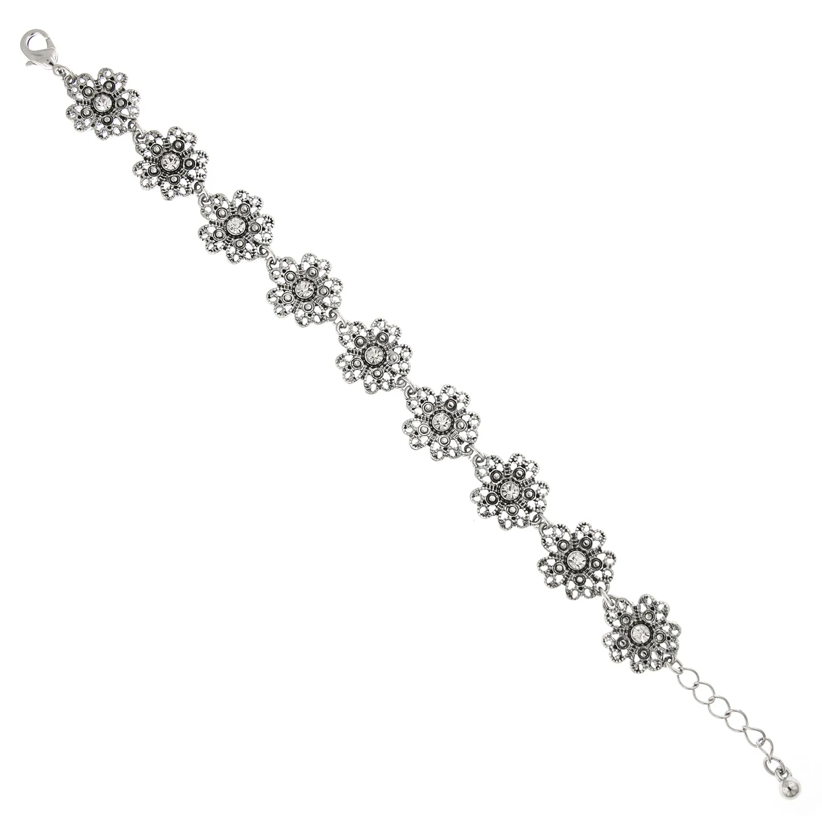 1928 Jewelry Crystal Flower Link Bracelet