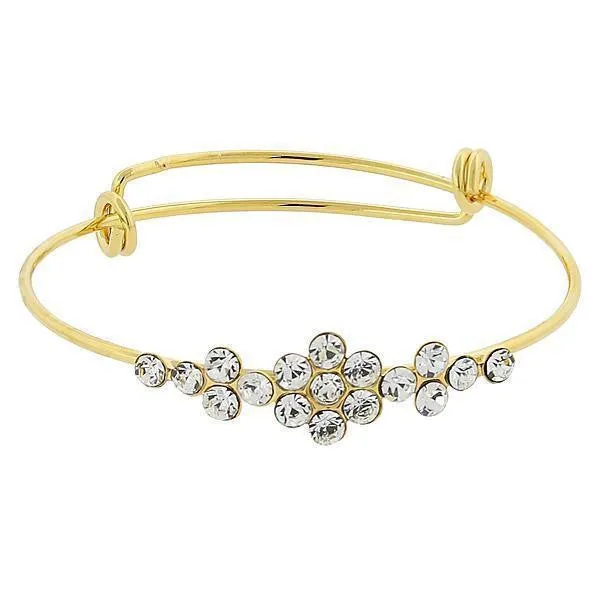 1928 Jewelry Crystal Flower Wire Bangle Bracelet