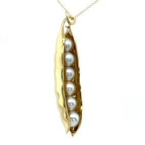 22K Yellow Solid Gold Pearl Edamame Pearl Pendant