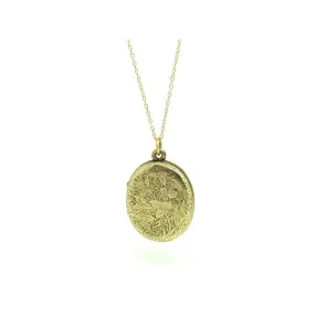 Antique Victorian Portrait 9ct Yellow Gold Locket Necklace