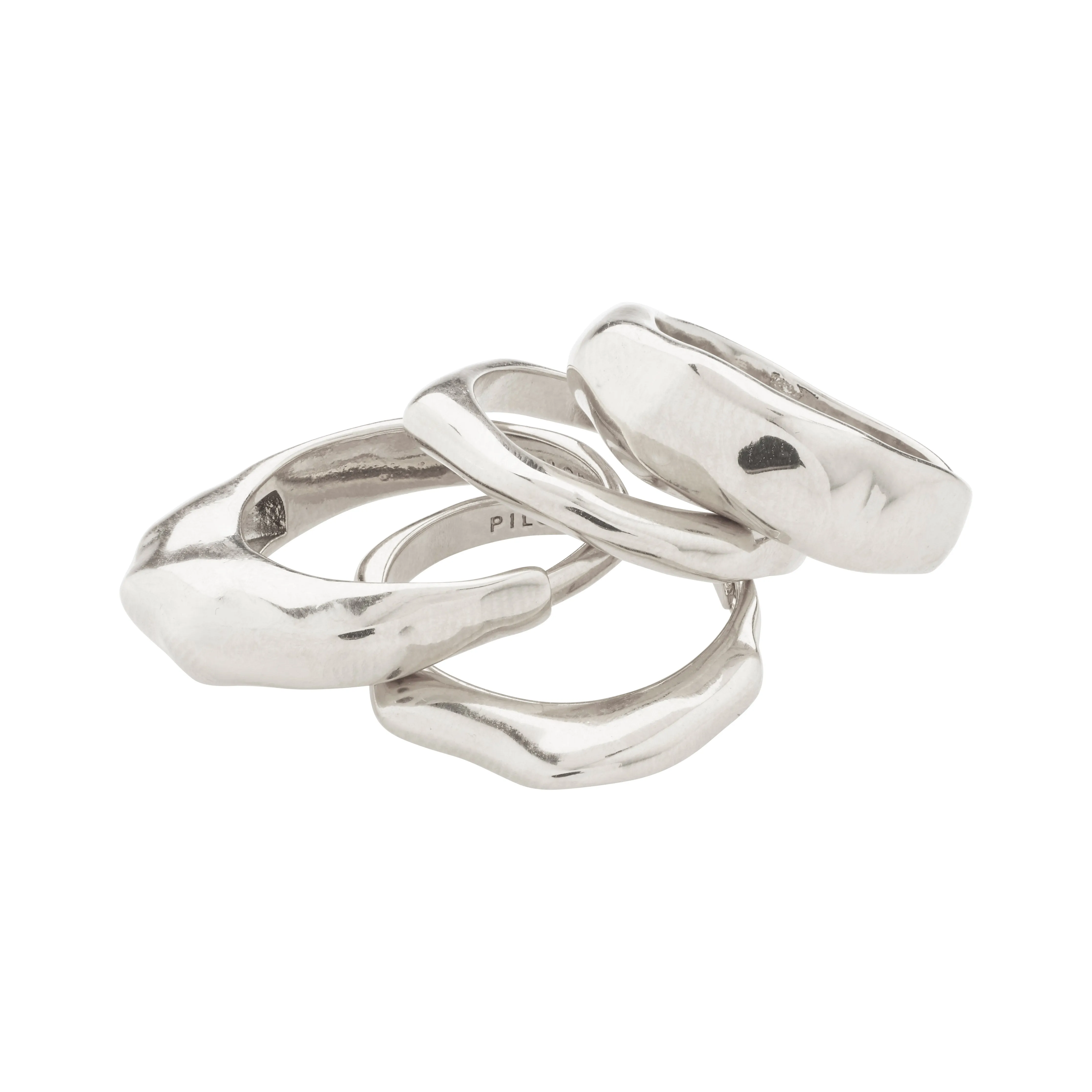 Silver-Plated ASHER Recycled Rings Set - 4-in-1 Multifunctional Design