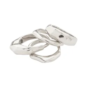 Silver-Plated ASHER Recycled Rings Set - 4-in-1 Multifunctional Design