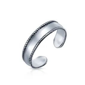 Bali style Round Dot Midi Plain Band Toe Ring .925 Silver Mid Finger