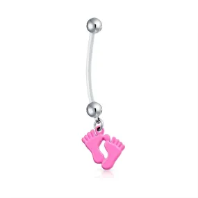 Bioflex Baby on Board Pregnant Bar Navel Belly Ring Surgical Steel