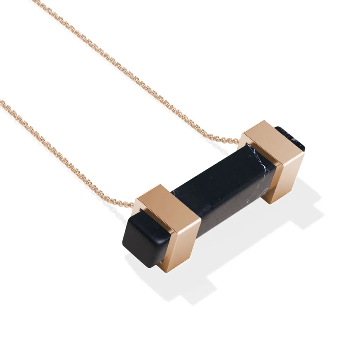 Black Agate | Rose Gold | Gemstone Bar Necklace