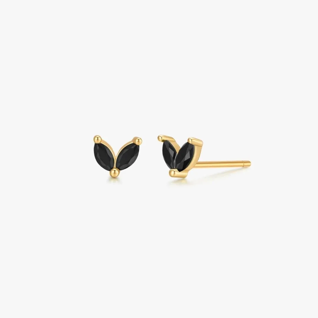 Black Sprout Sterling Studs in Gold