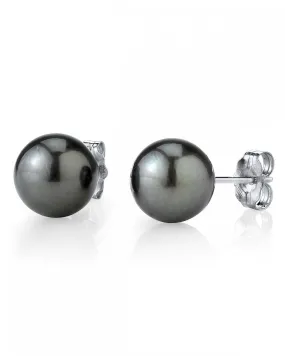 Black Tahitian Pearl Stud Earrings, 12.0-13.0mm