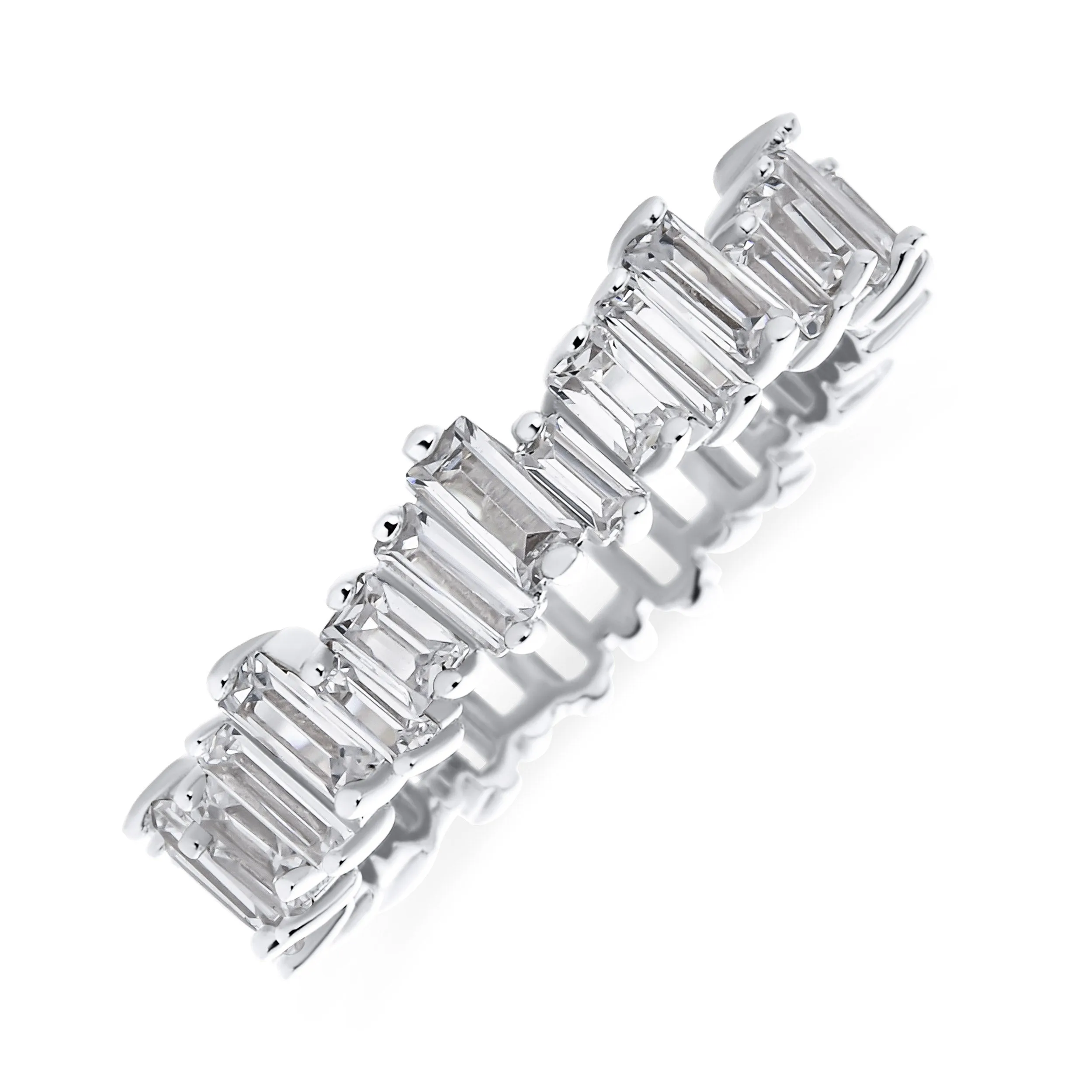 Channel Baguette CZ Eternity Ring Wedding Band .925 Sterling Silver 4MM