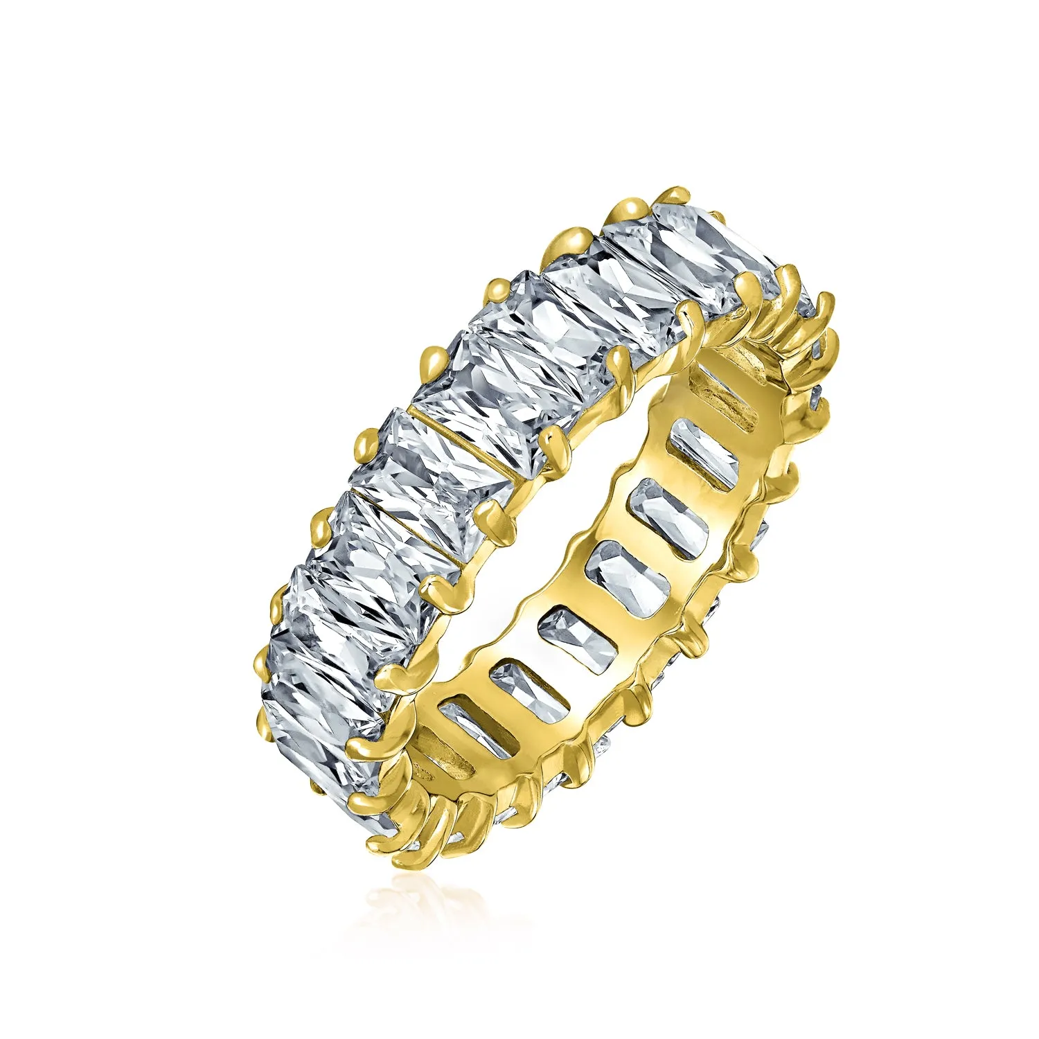 Channel Baguette CZ Eternity Ring Wedding Band .925 Sterling Silver 4MM