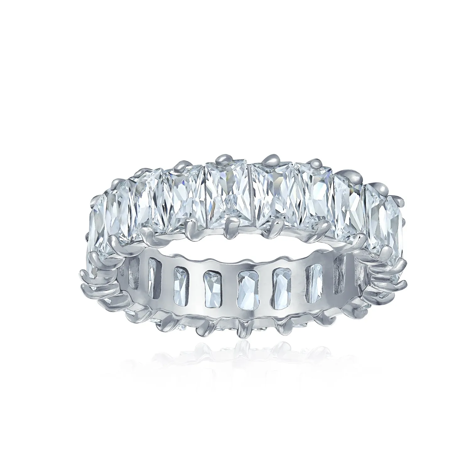 Channel Baguette CZ Eternity Ring Wedding Band .925 Sterling Silver 4MM