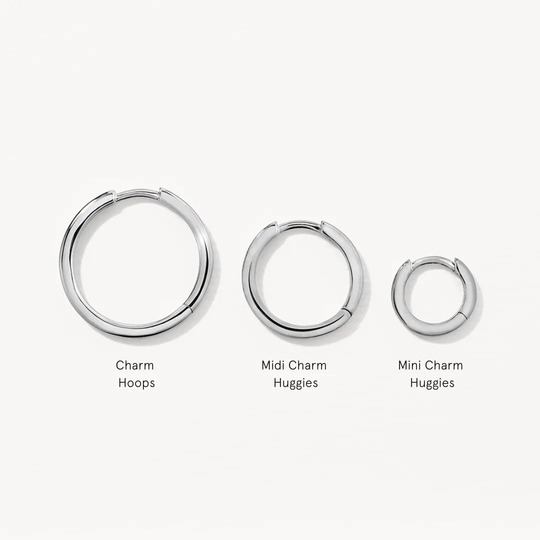 Charm Hoop Earrings in Silver