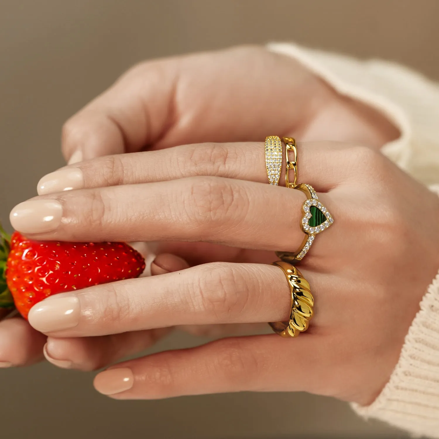 Chunky Gold Croissant Dome Ring