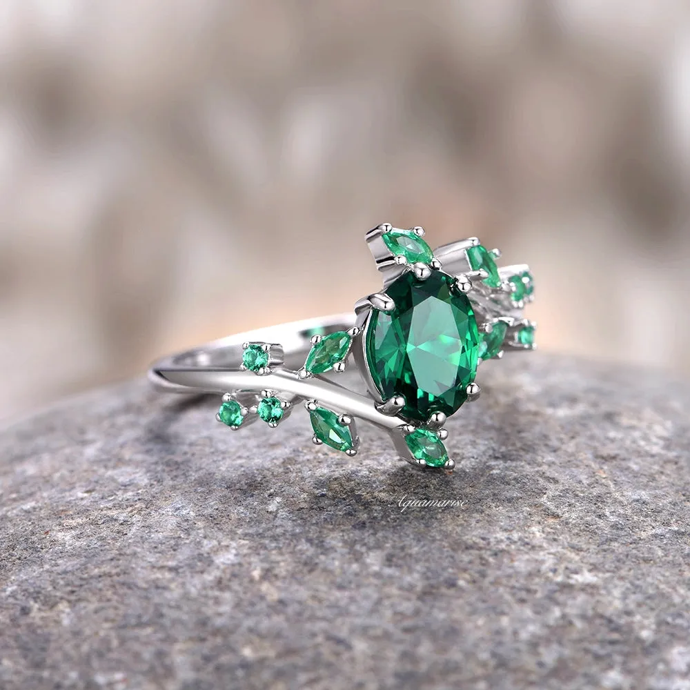 Emerald Leaf Couples Ring