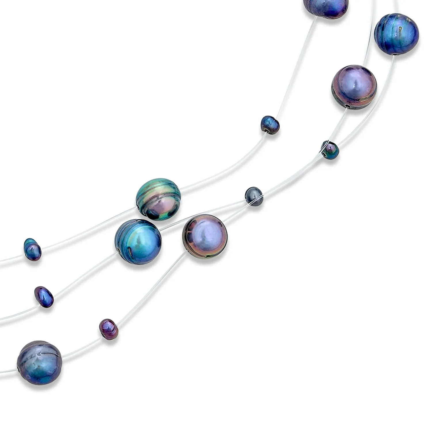 Freshwater Cultured Pearl Illusion Multi Color Strands Necklace Choker