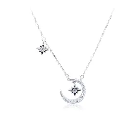 Moon & Star Cubic Zirconia Necklace