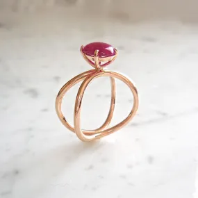 Oval Cabochon Ruby Ring - Unique Gold Ring with July Birthstone - Perfect Gift