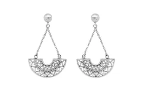 Silver Half Mandala Earrings